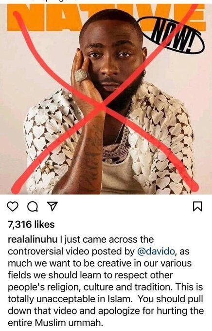 Ali Nuhu cancelled Davido