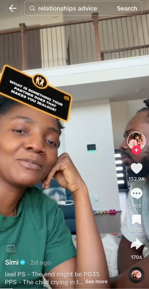 Adekunle Gold and Simi plays a couple game on TikTok