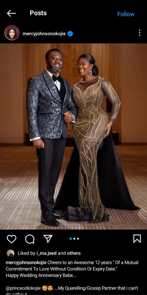 Mercy Johnson and her husband celebrated 12 years of marriage