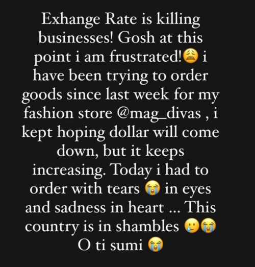 Mercy Aigbe laments over the new dollar to naira exchange rate