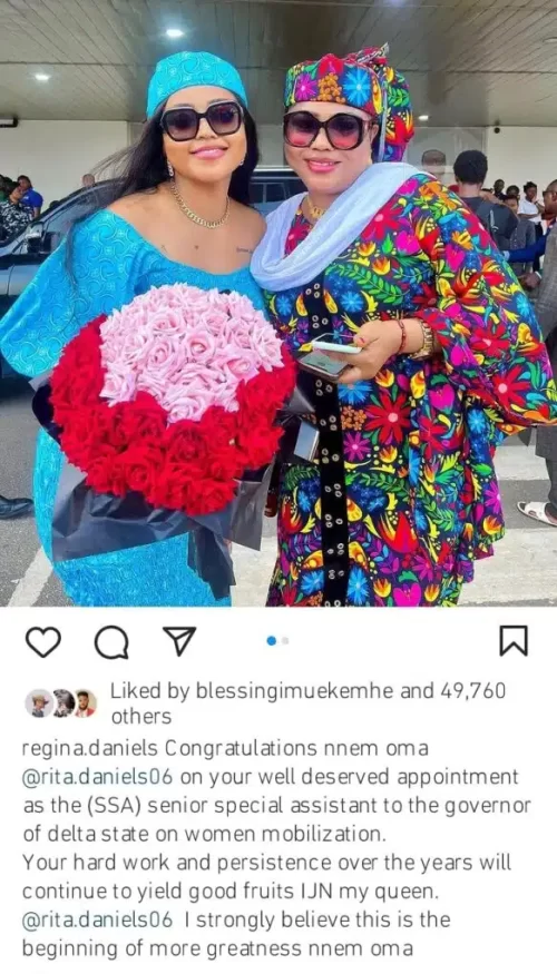 Regina Daniels celebrates her mother on her new appointment 