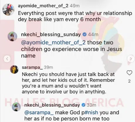 Nkechi Blessing curses a fan on Instagram