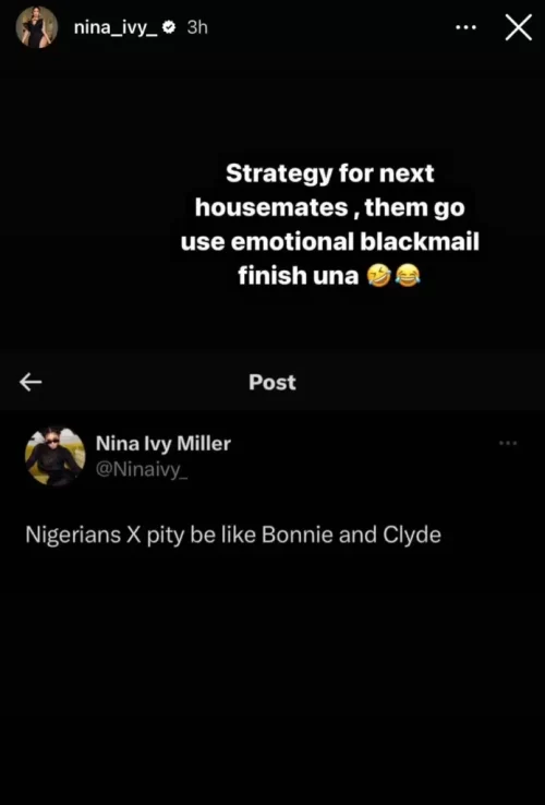 Nina Ivy reacts following Ilebaye’s win