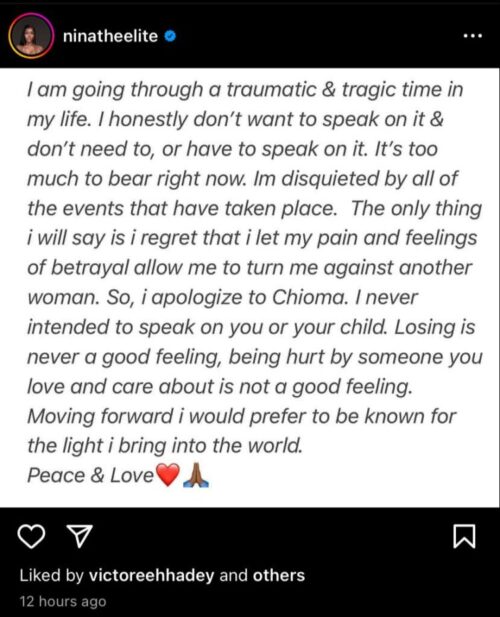 Anita Brown apologizes to chioma